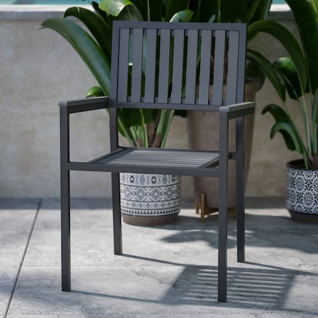 Flash Furniture Black Patio Club Chairs with Poly Resin Slats, 2PK 2-SB-A268C-BK-GG